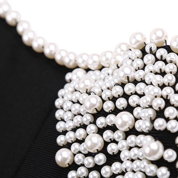 Hand Beaded backless long sleeves Bandage dress - Picture 5 of 8